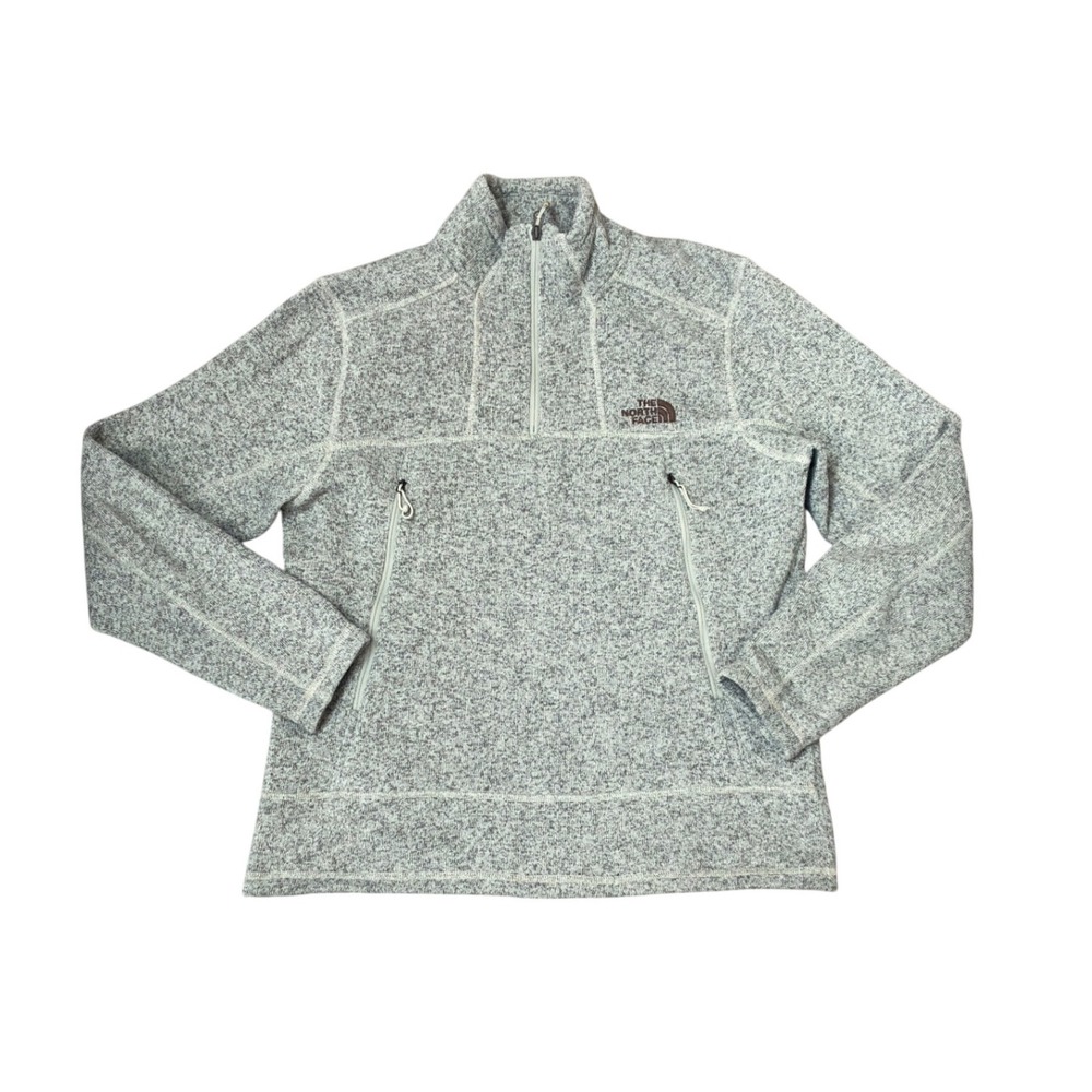 The North Face Mens Gray Marled Fleece 1/4 Zip Pullover Jacket Size Large L